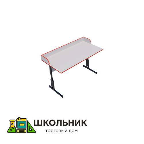 Парта ученическая с бортиком, на металлокаркасе, регулируемая по высоте